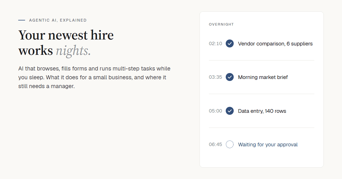 Your Newest Hire Works Nights: What 'Agentic AI' Actually Does for a Small Business