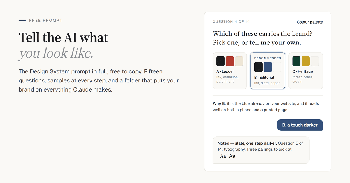 The Design System Prompt — Build Your Brand's Design System in Claude, Then Use It Everywhere